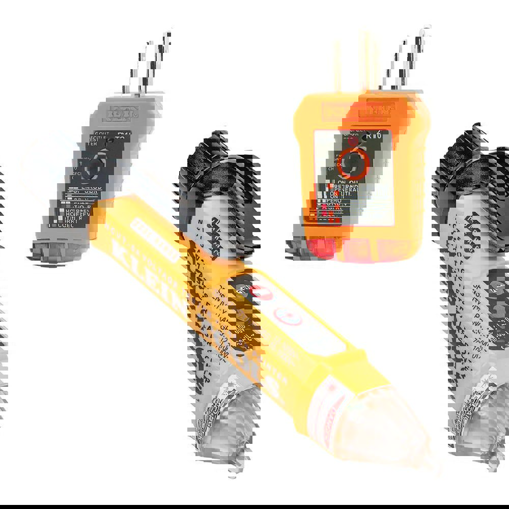 Circuit Continuity & Voltage Testers; Tester Type: Receptacle Tester with GFCI; Non-Contact Voltage Tester ; Minimum Voltage: 12 VAC ; Maximum Voltage: 12V DC ; Display Type: LED ; Audible Alert: Yes ; Batteries Included: Yes